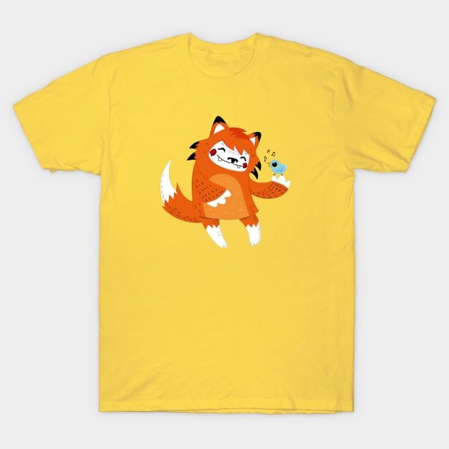 the fox and the bird T-Shirt by imanuelcaeesar